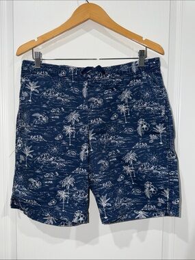 GAP Men's Navy and white  Tropical Print elastic waistband Shorts size medium